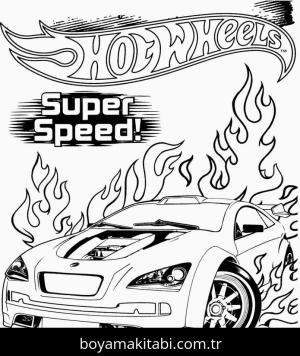 Hot Wheels boyama sayfası – eğlenceli etkinlik, el becerilerini geliştirir