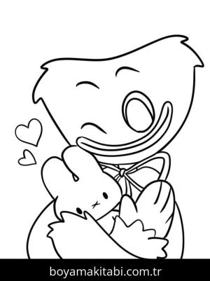 Huggy Wuggy boyama sayfası – çizgi film temalı, basit çizim