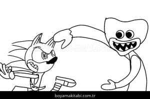 Huggy Wuggy boyama sayfası – sanatsal çalışma, çocuklar için