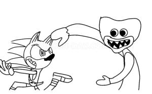 Huggy Wuggy boyama sayfası,  coloring page, Sonic ve Huggy Wuggy, 