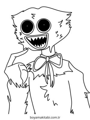 Huggy Wuggy boyama sayfası – sevimli karakter, sanatsal çalışma