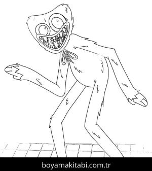 Huggy Wuggy boyama sayfası – sevimli karakter, sanatsal çalışma