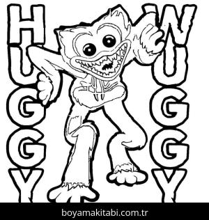 Huggy Wuggy boyama sayfası – çizgi film temalı, basit çizim