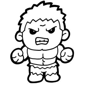 Hulk boyama sayfası, coloring page, Öfkeli Chibi Hulk,