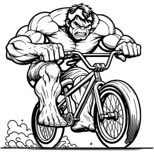 Hulk boyama sayfası, coloring page, Bisiklet Üzerindeki Hulk,