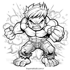 Hulk boyama sayfası – basit çizim, kolay boyama