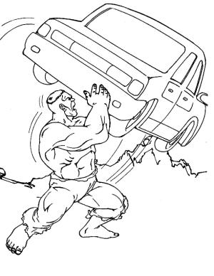 Hulk boyama sayfası, coloring page, Hulk Tutan Araba,
