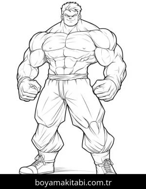 Hulk boyama sayfası – basit çizim, kolay boyama