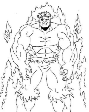 Hulk boyama sayfası, coloring page, Alev ile Hulk,