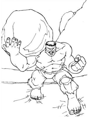 Hulk boyama sayfası, coloring page, Büyük Taş Tutan Hulk,
