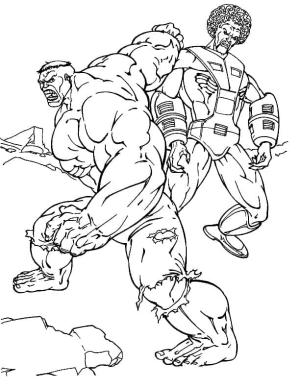 Hulk boyama sayfası, coloring page, Hulk ve Kötü Adam,
