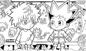 Hunter x Hunter boyama sayfası,  coloring page, Chibi Killua ve Gon’u çiz, 