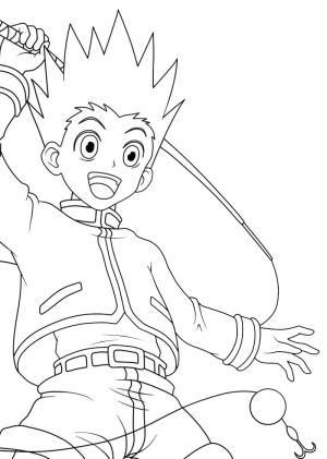 Hunter x Hunter boyama sayfası,  coloring page, Hunter x Hunter’da Gon’u çizin, 