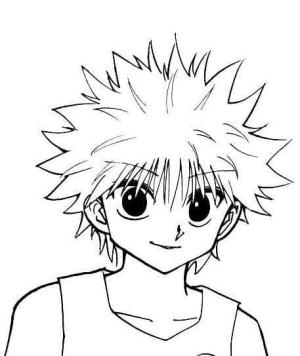 Hunter x Hunter boyama sayfası,  coloring page, Mutlu Killua Zoldyck’i çizin, 