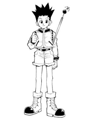 Hunter x Hunter boyama sayfası,  coloring page, Anime Hunter x Hunter’dan Gon’u çizin, 