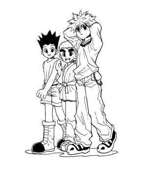 Hunter x Hunter boyama sayfası,  coloring page, Gon Freecss ve Arkadaşlarını Çiz, 