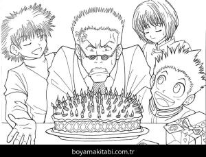 Hunter x Hunter boyama sayfası – çizgi film temalı, basit çizim
