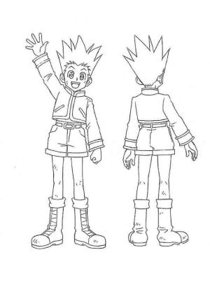 Hunter x Hunter boyama sayfası,  coloring page, Hunter x Hunter’da Gon Freecss’i çizin, 