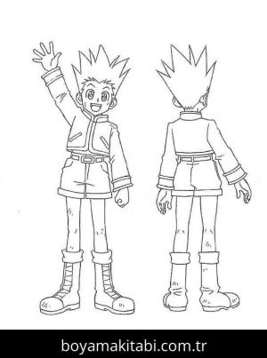 Hunter x Hunter boyama sayfası – renkli çizimler, okul öncesi