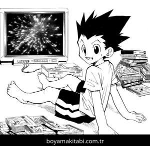 Hunter boyama sayfası – sevimli karakter, sanatsal çalışma