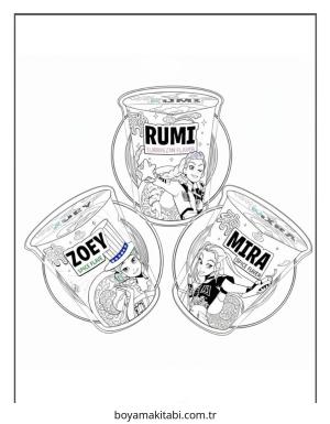 Huntrix boyama sayfası – çocuklar için, çizgi film temalı
