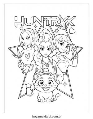 Huntrix boyama sayfası – ücretsiz yazdır, boyama etkinliği