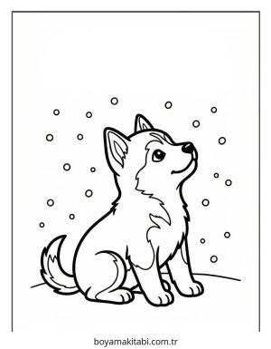 Husky boyama sayfası – renkli çizimler, okul öncesi