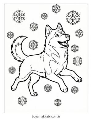 Husky boyama sayfası – evde etkinlik, ücretsiz yazdır