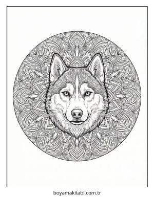 Husky boyama sayfası – boyama etkinliği, çocuk aktivitesi