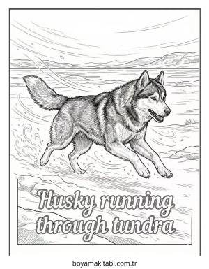 Husky boyama sayfası – keyifli zaman, renkli çizimler