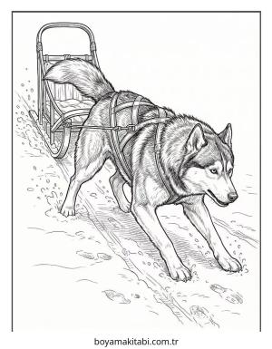 Husky boyama sayfası – yaratıcılık, eğlenceli etkinlik