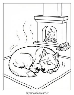 Husky boyama sayfası – basit çizim, kolay boyama