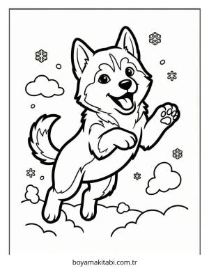Husky boyama sayfası – sevimli karakter, sanatsal çalışma