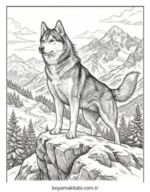 Husky boyama sayfası – eğlenceli etkinlik, el becerilerini geliştirir