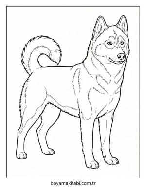 Husky boyama sayfası – el becerilerini geliştirir, boyama çalışması