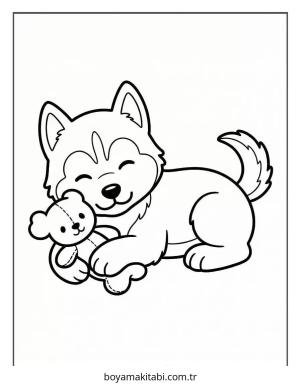 Husky boyama sayfası – kolay boyama, eğitici aktivite