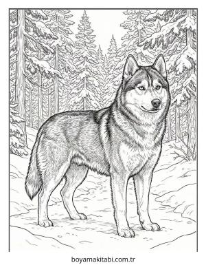 Husky boyama sayfası – çocuklar için, çizgi film temalı