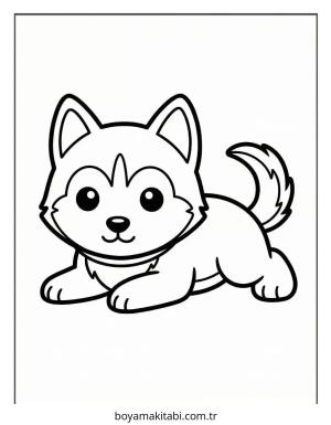 Husky boyama sayfası – keyifli zaman, renkli çizimler