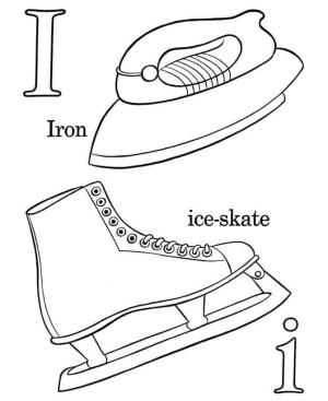 I Harfi boyama sayfası,  coloring page, Mektup I Buz Pateni, 