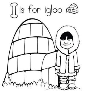 I Harfi boyama sayfası,  coloring page, Mektup I Igloo, 