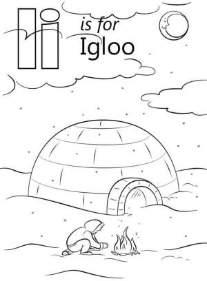 I Harfi boyama sayfası,  coloring page, Igloo Harf I, 