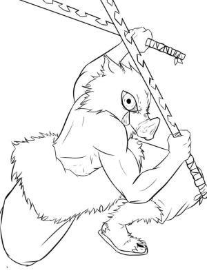 İblis Avcısı (Demon Slayer) boyama sayfası,  coloring page, İnanılmaz İnosuke, 