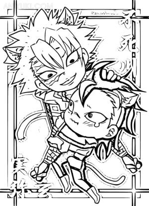 İblis Avcısı (Demon Slayer) boyama sayfası,  coloring page, Chibi Sanemi ve Genya’yı çizin, 