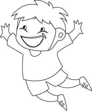 İfadeler boyama sayfası,  coloring page, Mutluluk için zıplayan çocuk, 