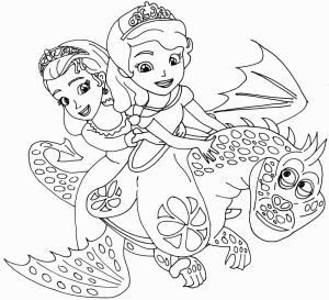 İlk Sofya boyama sayfası,  coloring page, Sofia ve Arkadaşı Ejderhaya Biniyor, 