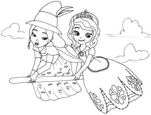 İlk Sofya boyama sayfası,  coloring page, Lucinda ve Sofia Binme Süpürgeleri, 