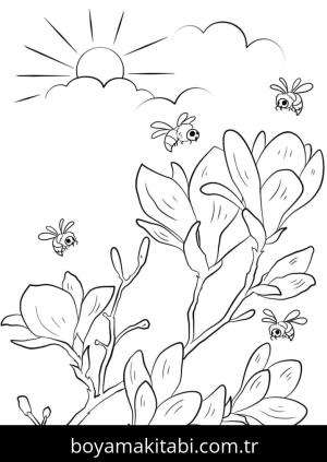 Ilkbahar boyama sayfası – çocuklar için, çizgi film temalı