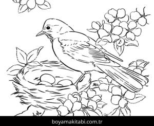 Ilkbahar boyama sayfası – sevimli karakter, sanatsal çalışma