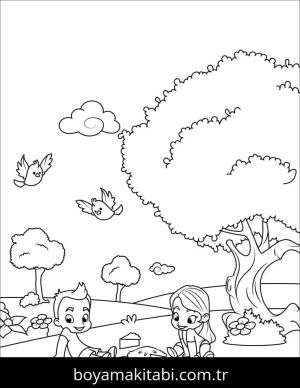 Ilkbahar boyama sayfası – evde etkinlik, ücretsiz yazdır