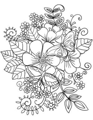 Ilkbahar boyama sayfası,  coloring page, Çiçeklerin Üzerinde Uçan Kelebekler, 